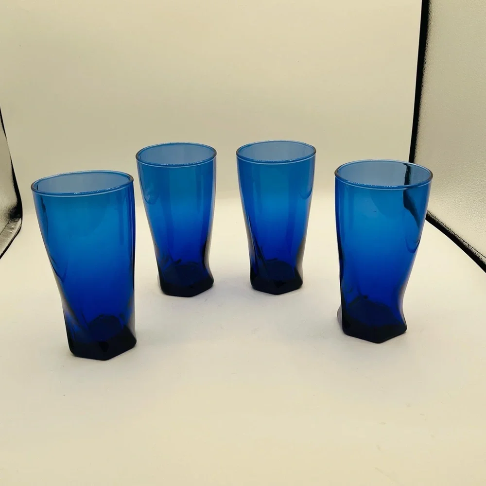 Blue Modern Tumbler Glasses - Set of 4